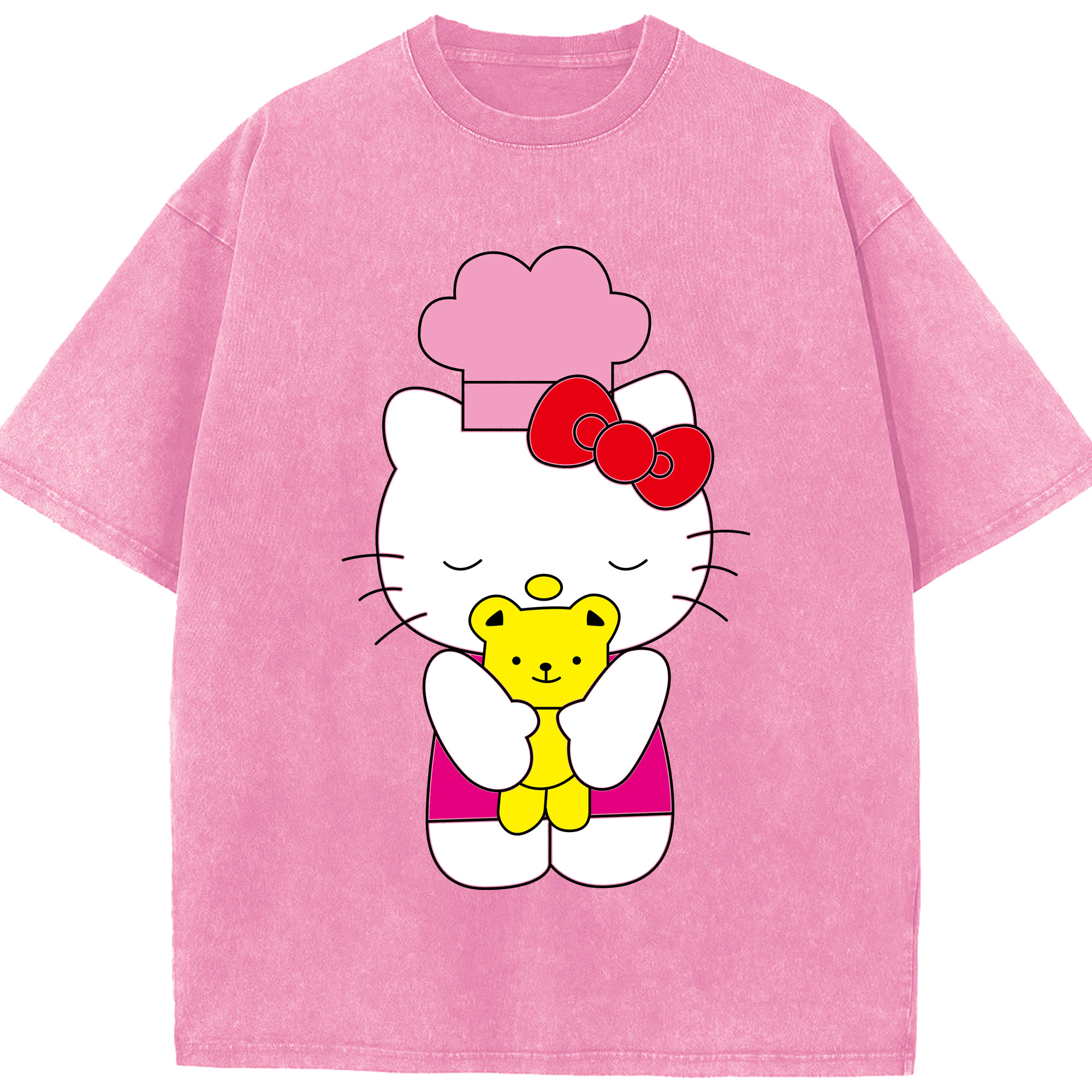 （画像用） Hello Kitty ハローキティ 綿100% ヴィンテージ風 半袖Tシャツ（フロントプリント）